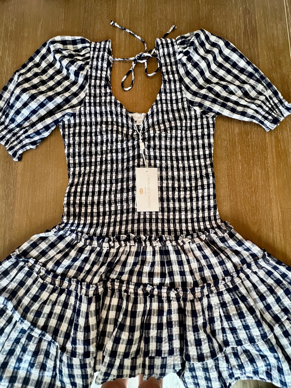 NWT โง๐ค Caroline Constas ๐คโง Black and White Gingham Midi Dress Small - Picture 1 of 3